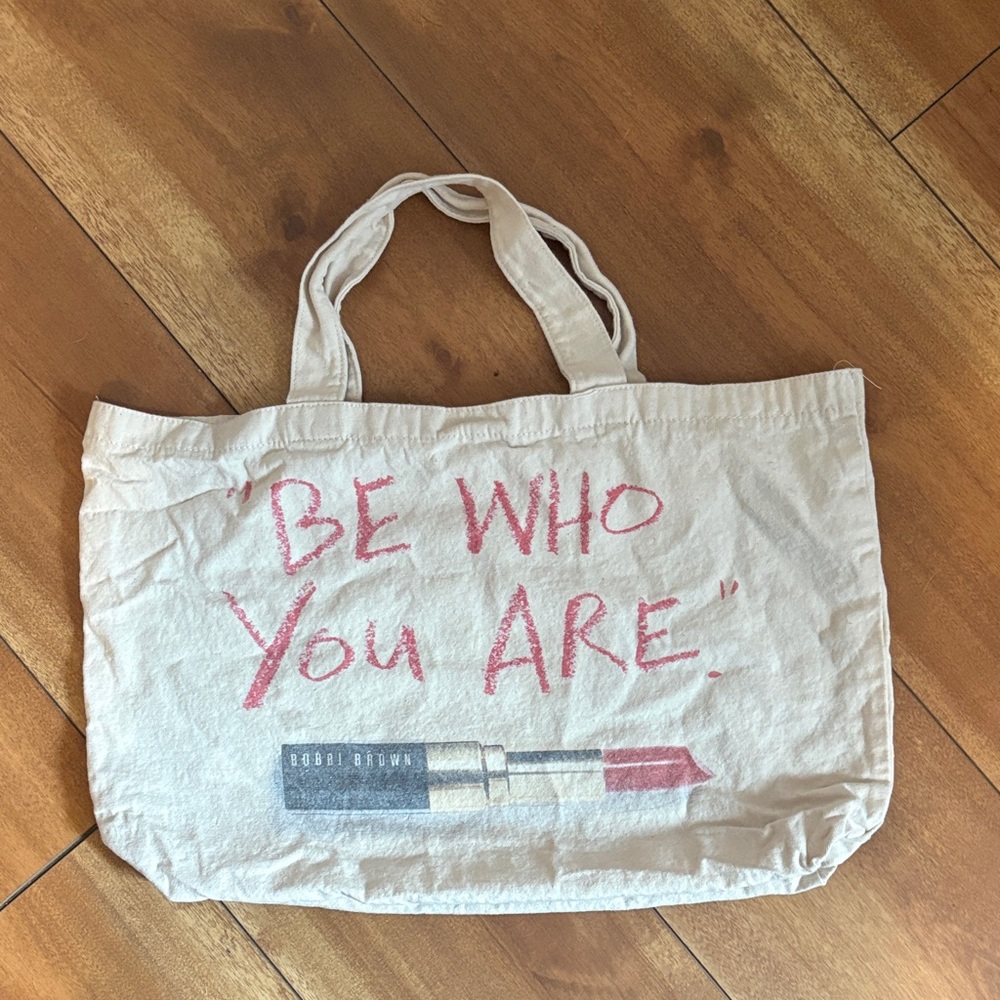 Bobbi Brown Natural Canvas Tote with Pink Graphic